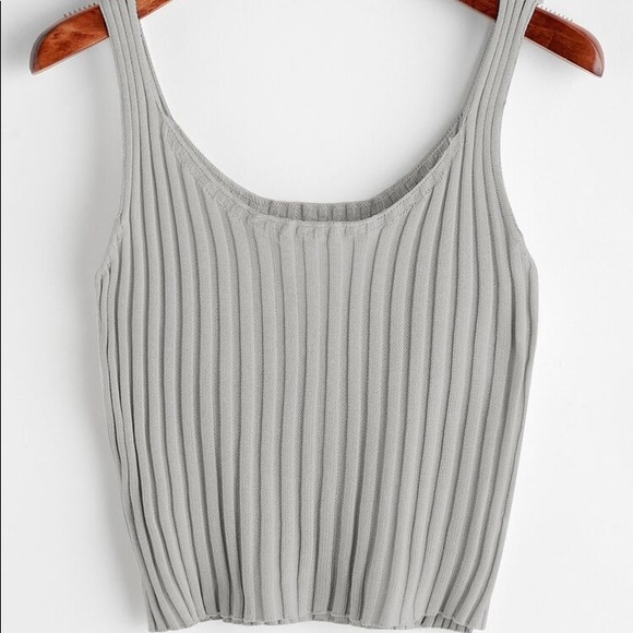 NWOT Grey Knit Ribbed Tank Top - Picture 1 of 2
